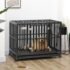 Catface 44 Heavy Duty Steel Dog Crate Kennel Pet Cage with Wheels for Convenient Access Anti-Pinching Floor, Black