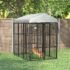 Catface Galvanised Steel Outdoor House Heavy Duty Dog Kennel, Black